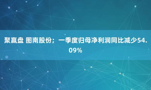 聚赢盘 图南股份：一季度归母净利润同比减少54.09%